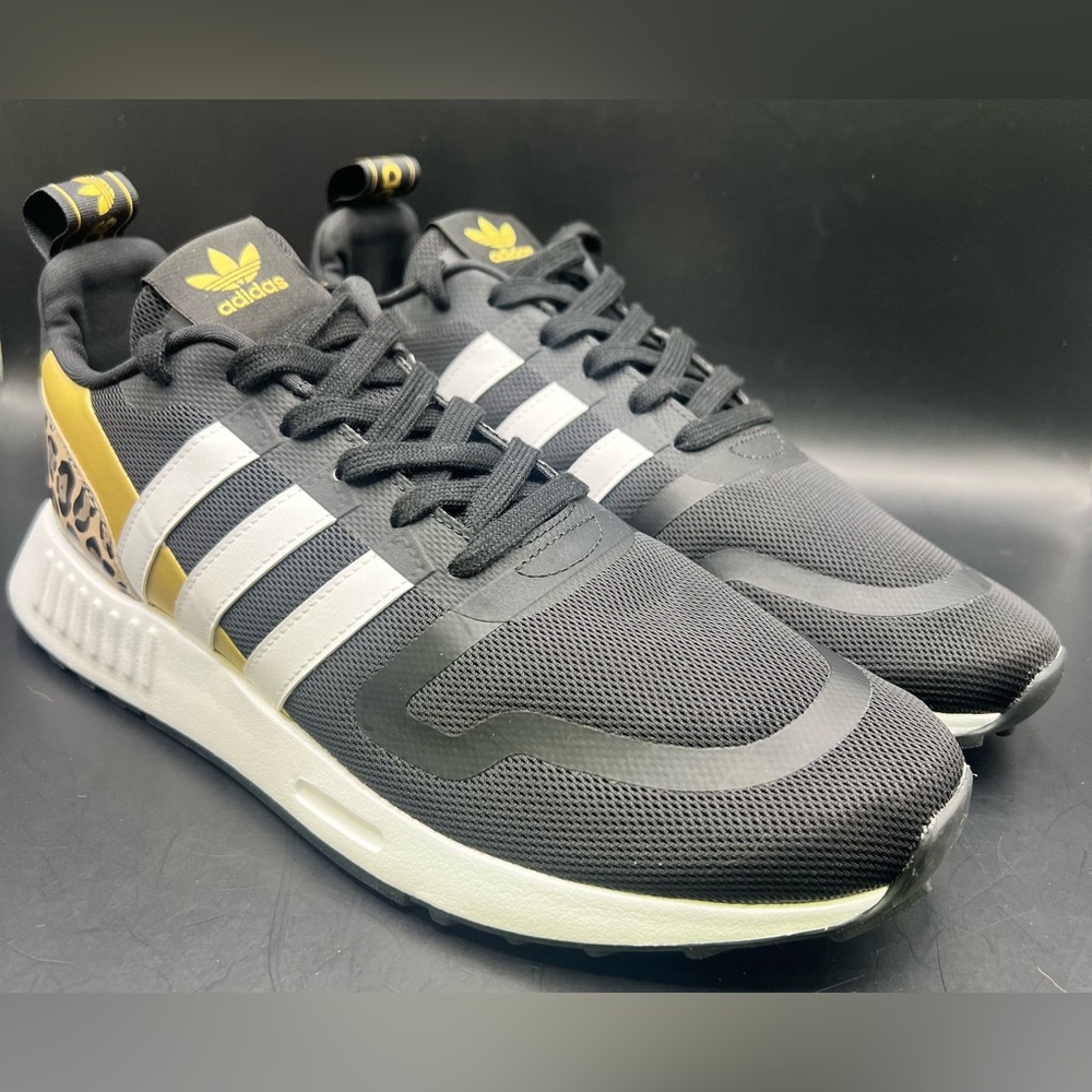 Adidas Black‎ and Yellow Sneakers with White Stripes- Muktix, Size:10